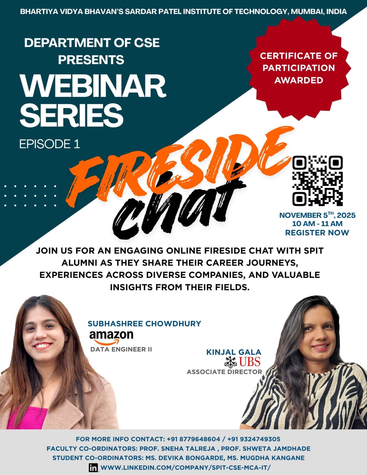 Webinar Series Episode 1: Fireside Chat with SPIT Alumni